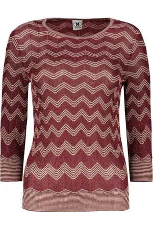 M Missoni Strik, Dame, Flerfarvet, S, Uld, Ribbet crew-neck sweater med lurex-tråde