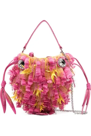 Anya Hindmarch Taske, Dame, Lyserød, ONE SIZE, Uld, Paillet Prydet Lyserød Nøglering Taske