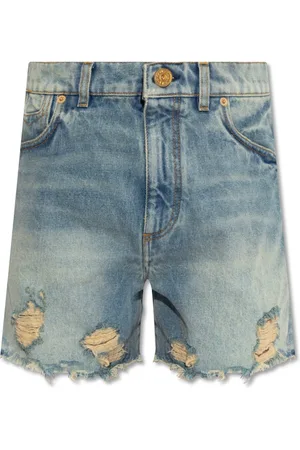 Balmain Shorts, Dame, Blå, S, Denim, Slidte denimshorts