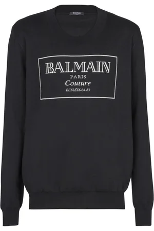 Balmain Strik, Herre, Sort, L, Striktrøje med Couture Label