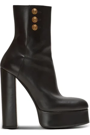 Balmain Sko, Dame, Sort, 40 EU, Nylon, Brune Glat Kalveskind Platform Ankelstøvler