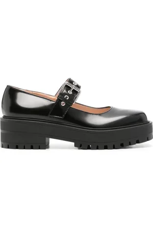 Gianvito Rossi Sko, Dame, Sort, 41 EU, Læder, Sorte flade spænder loafers