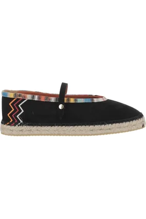 Missoni Sko, Dame, Sort, 38 EU, Sorte Espadrilles med Rund Tå og Snap-Knap Lukning