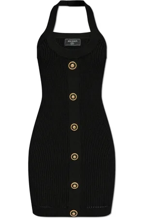 Balmain Kjole, Dame, Sort, XS, Uld, Off-shoulder kjole