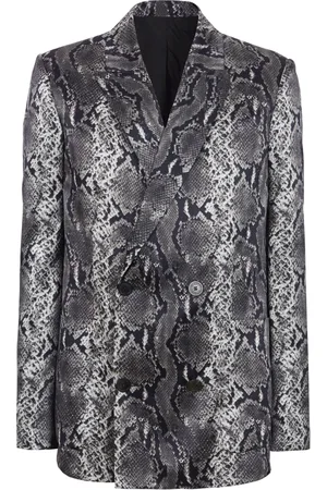 Balmain Jakke, Herre, Grå, M, Uld, Trykt silkeblazer