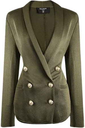 Balmain Jakke, Dame, Grøn, M, Uld, Struktureret Viskose Vest