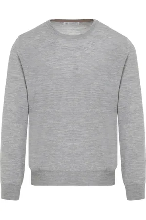 Brunello Cucinelli Strik, Herre, Grå, 2XL, Uld, Luksuriøs Grå Sweater Aw24