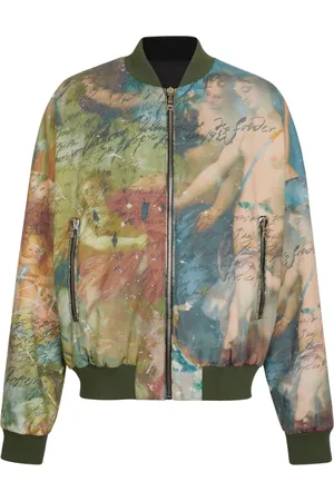 Balmain Jakke, Herre, Flerfarvet, XL, Bomuld, Himmel print vendbar bomberjakke