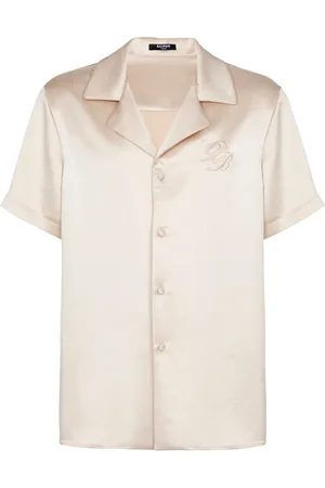 Balmain Skjorte, Herre, , M, Polyester, Broderet PB Logo Pyjamaskjorte