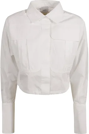 Patou Bluser & Skjorter, Dame, Hvid, S, Hvid Cropped Safari Skjorte