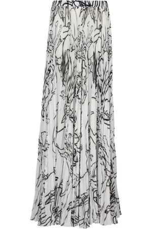 Balmain Nederdel, Dame, Hvid, S, Polyester, Disney x : The Lion King - Lang plisseret trykt nederdel Barn Forudgående