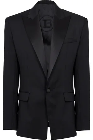 Balmain Jakke, Dame, Sort, S, 1 knap crepe jakke