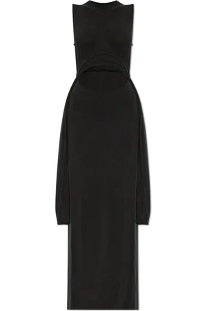 Balmain Kjole, Dame, Sort, M, Ribbet Kjole med Slids