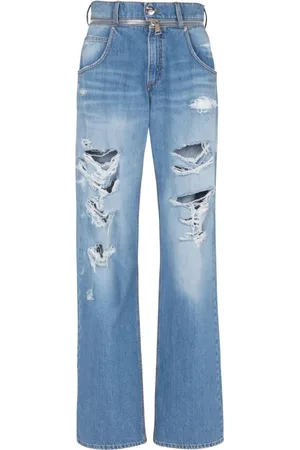 Balmain Jeans, Herre, Blå, W29, Bomuld, Wide-leg Bomuldsjeans