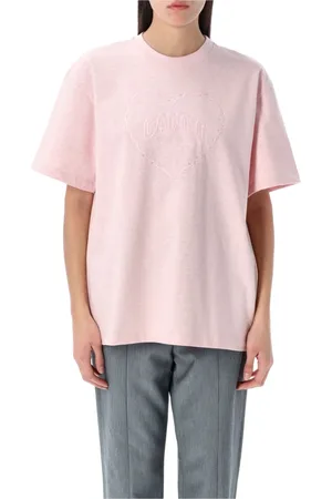 Ganni Top, Dame, Lyserød, M, Bomuld, Kridtrosa Heart T-shirt
