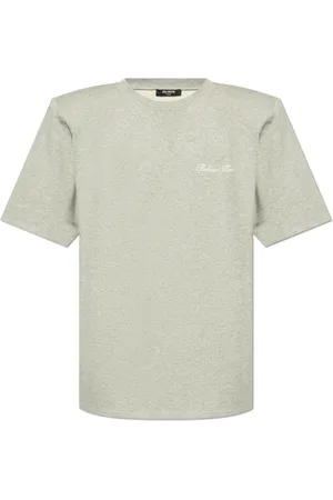 Balmain Top, Herre, Grå, XL, Bomuld, T-shirt med logo