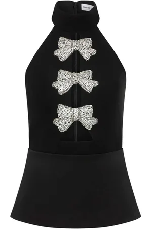 Rebecca Vallance Top, Dame, Sort, XS, Polyester, Sort Halterneck Top med Bue