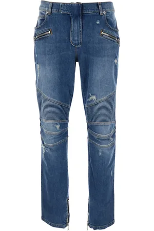 Balmain Jeans, Herre, Blå, W29, Denim, Vintage Biker Denim Bukser