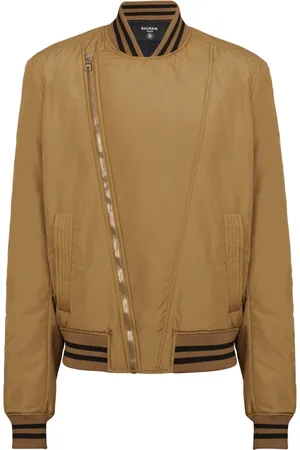 Balmain Jakke, Herre, Grøn, XL, Nylon, Nylon bomberjakke med trykt logo