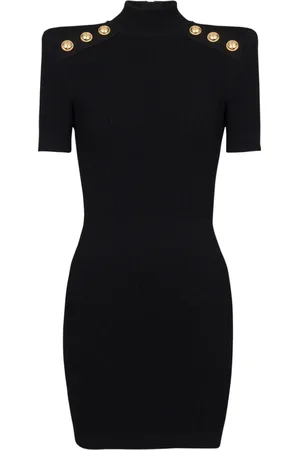 Balmain Kjole, Dame, Sort, 2XS, Uld, Kort Strikkjole