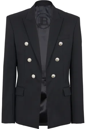 Balmain Jakke, Herre, Sort, XL, Uld, Uld 6-knapsjakke