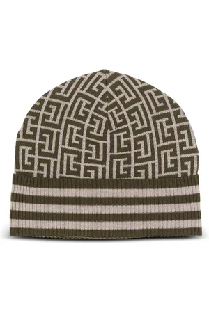 Balmain Tilbehør, Herre, Grøn, ONE SIZE, Uld, Monogrammeret broderet uldhat