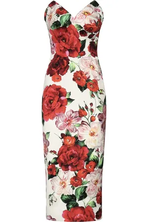 Dolce & Gabbana Kjole, Dame, Flerfarvet, XS, Satin, Ærmeløs Hvid Multi Kjole Italien Lavet