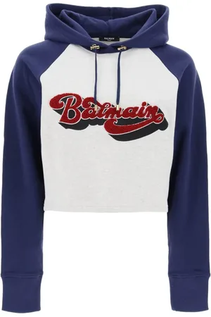 Balmain Sweathshirts & Hoodies, Dame, Flerfarvet, XS, Bomuld, Retro 70 Farveblok Hættetrøje