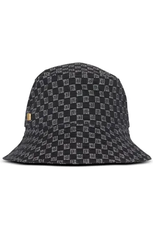 Balmain Tilbehør, Herre, Sort, M, Denim, Monogram jacquard denim bucket hat