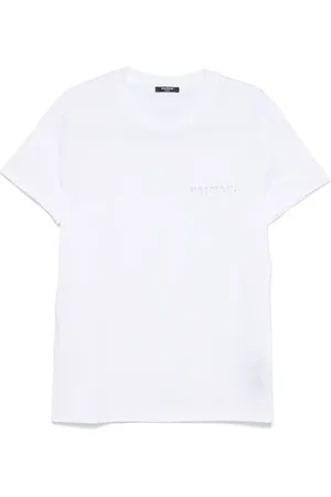 Balmain Top, Herre, Hvid, L, Hvid Crew Neck Kortærmet Skjorte