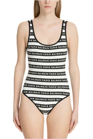Balmain Badetøj, Dame, Sort, XL, Iconic Stripes Swimsuit