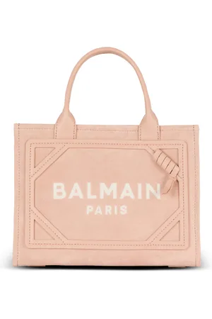 Balmain Taske, Dame, Lyserød, ONE SIZE, Uld, Lille B-Army tote bag i ruskind