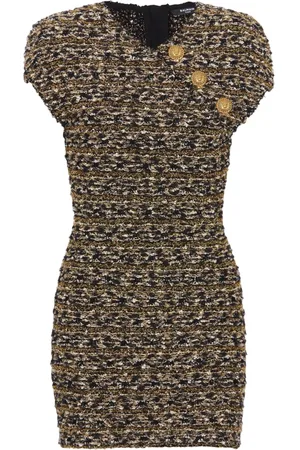 Balmain Kjole, Dame, Gul, M, Tweed, Lurex tweed kjole