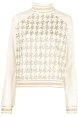 Balmain Strik, Dame, , XS, Luksuriøs Houndstooth Sweater