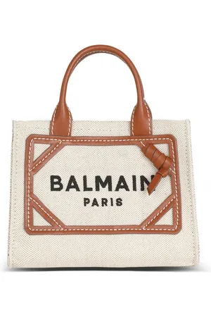 Balmain Taske, Dame, , ONE SIZE, Læder, B-Army mini canvas indkøbstaske med læderindsatser