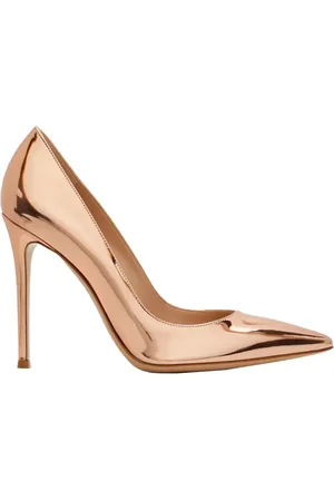 Gianvito Rossi Sko, Dame, Gul, 37 1/2 EU, Læder, Metal Peach Decollete Sko Made in Italy