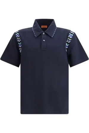 Missoni Top, Herre, Blå, XS, Uld, ZigZag Polo Skjorte