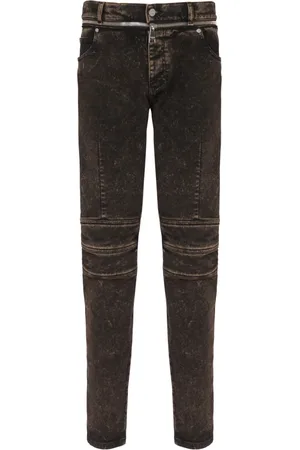Balmain Jeans, Herre, Sort, W28, Bomuld, Slim-fit jeans med lynlås bælte