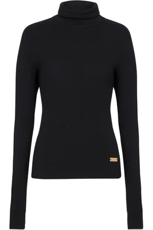 Balmain Strik, Dame, Sort, M, Uld, Strikket turtleneck jumper