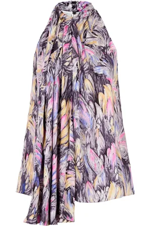 Balmain Top, Dame, Flerfarvet, S, Satin, -bue top med Fjerprint