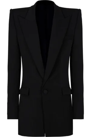 Balmain Jakke, Herre, Sort, M, Uld, Grain de poudre 1-knaps jakke med skulderpuder