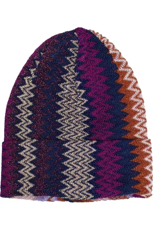 Missoni Tilbehør, Dame, Flerfarvet, ONE SIZE, Uld, Zig Zag Viscose Lurex Beanie