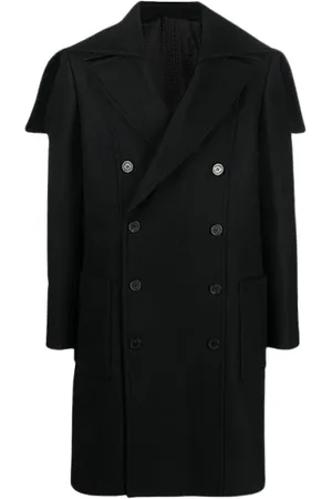 Balmain Frakke, Herre, Sort, L, Uld, Uldblandet dobbeltradet frakke