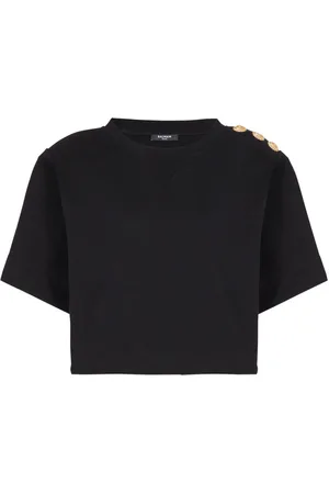 Balmain Top, Dame, Sort, L, Bomuld, Sweatshirt med knapper