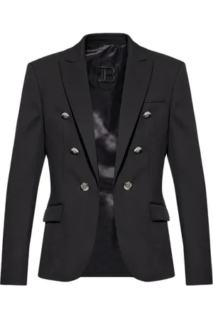Balmain Jakke, Herre, Sort, XL, Uld, Sort Uld Blazer med Maksimale Revers