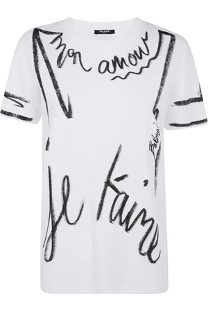 Balmain Top, Dame, Hvid, M, Bomuld, Je T`Aime Print Kortærmet T-shirt