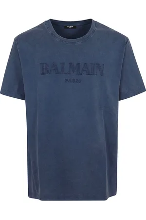 Balmain Top, Herre, Blå, 2XL, Bomuld, Vintage Broderet T-shirt
