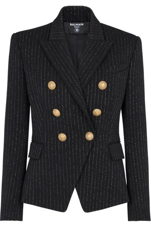 Balmain Jakke, Dame, Sort, S, Uld, Klassisk 6-knapsjakke