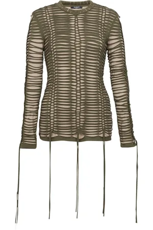 Balmain Bluser & Skjorter, Dame, Grøn, M, Bomuld, Vævet jersey top