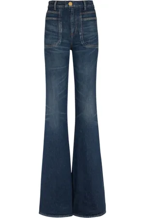 Balmain Jeans, Dame, Blå, S, Denim, Flarede denim jeans